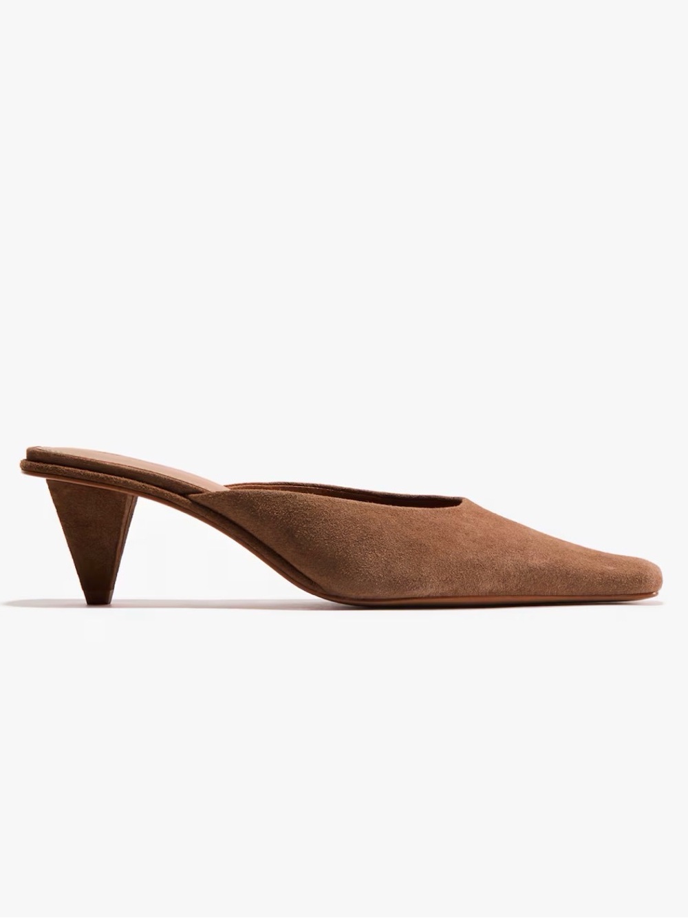 H&M Brown Suede Pointed Toe Mule Heel